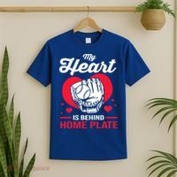 Baseball Catcher For Mom My Heart Is Behind Home Plate Funny Gift T-Shirt thumb 2