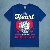 Baseball Catcher For Mom My Heart Is Behind Home Plate Funny Gift T-Shirt thumb 5