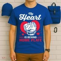 Baseball Catcher For Mom My Heart Is Behind Home Plate Funny Gift T-Shirt thumb 6