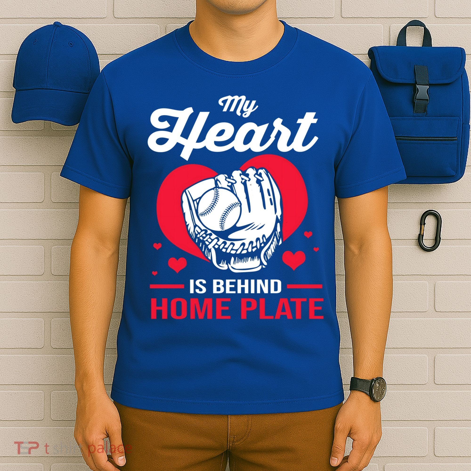 Baseball Catcher For Mom My Heart Is Behind Home Plate Funny Gift T-Shirt