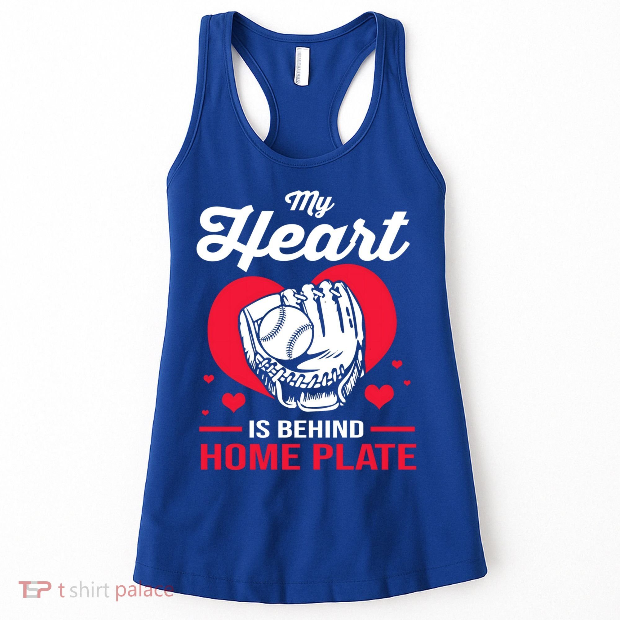 Baseball Catcher For Mom My Heart Is Behind Home Plate Funny Gift Women's Tank Top