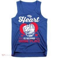 Baseball Catcher For Mom My Heart Is Behind Home Plate Funny Gift Tank Top thumb 0