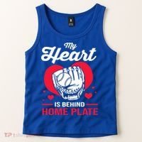 Baseball Catcher For Mom My Heart Is Behind Home Plate Funny Gift Tank Top thumb 2