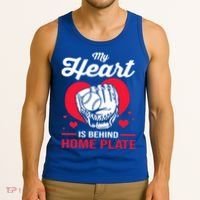 Baseball Catcher For Mom My Heart Is Behind Home Plate Funny Gift Tank Top thumb 3