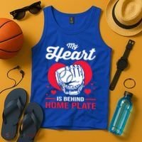 Baseball Catcher For Mom My Heart Is Behind Home Plate Funny Gift Tank Top thumb 4
