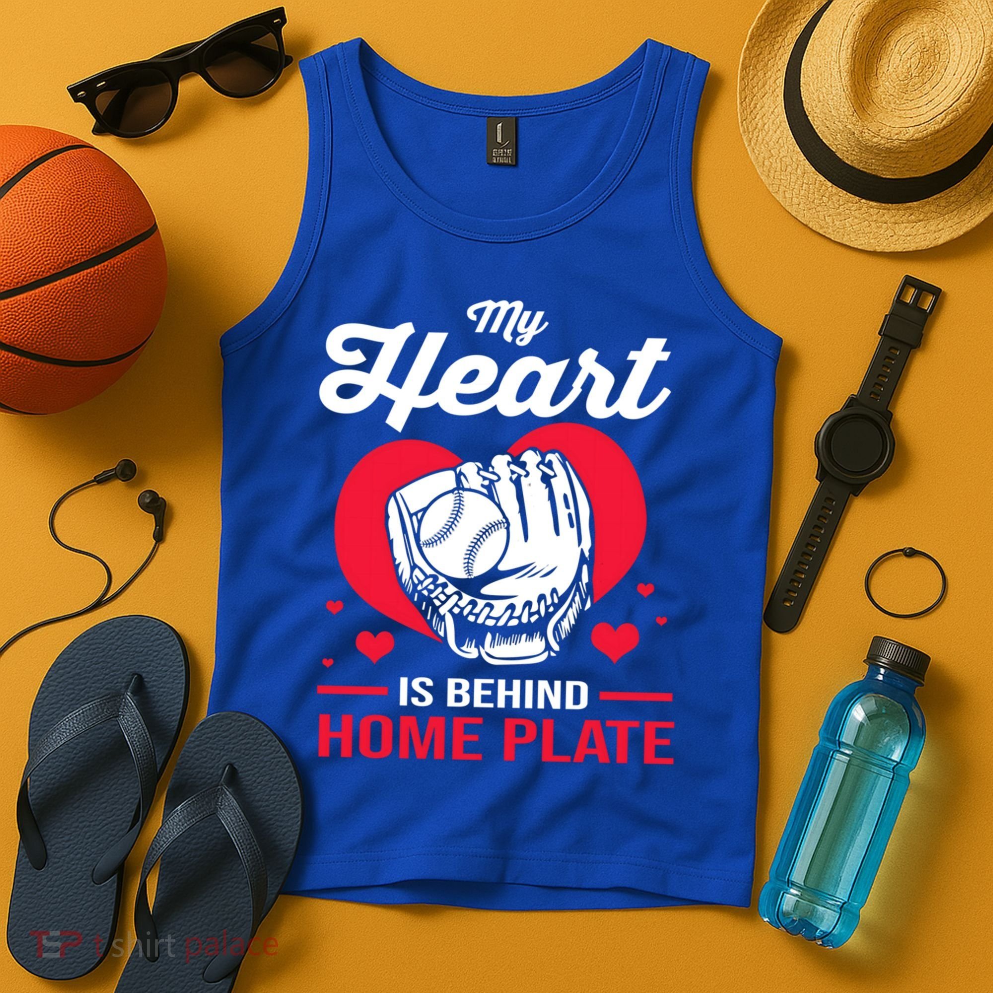 Baseball Catcher For Mom My Heart Is Behind Home Plate Funny Gift Tank Top