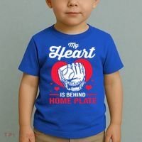Baseball Catcher For Mom My Heart Is Behind Home Plate Funny Gift Toddler T-Shirt thumb 2