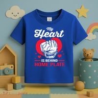Baseball Catcher For Mom My Heart Is Behind Home Plate Funny Gift Toddler T-Shirt thumb 3