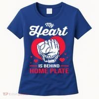 Baseball Catcher For Mom My Heart Is Behind Home Plate Funny Gift Women's T-Shirt thumb 0