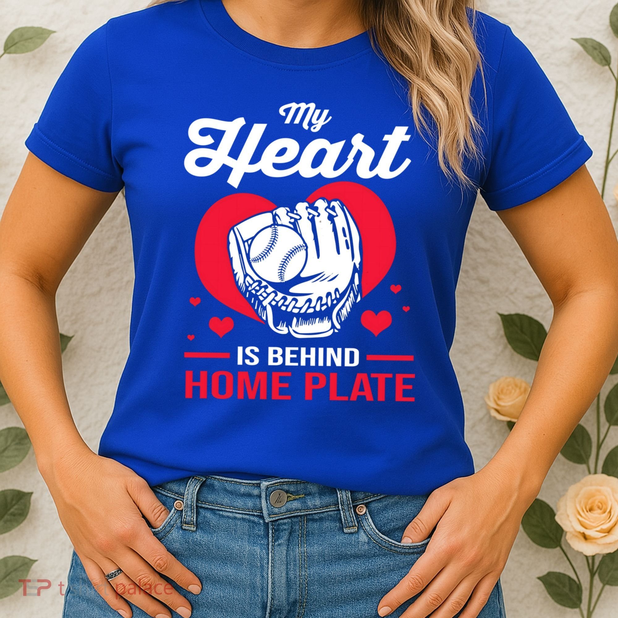Baseball Catcher For Mom My Heart Is Behind Home Plate Funny Gift Women's T-Shirt