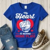 Baseball Catcher For Mom My Heart Is Behind Home Plate Funny Gift Women's T-Shirt thumb 3