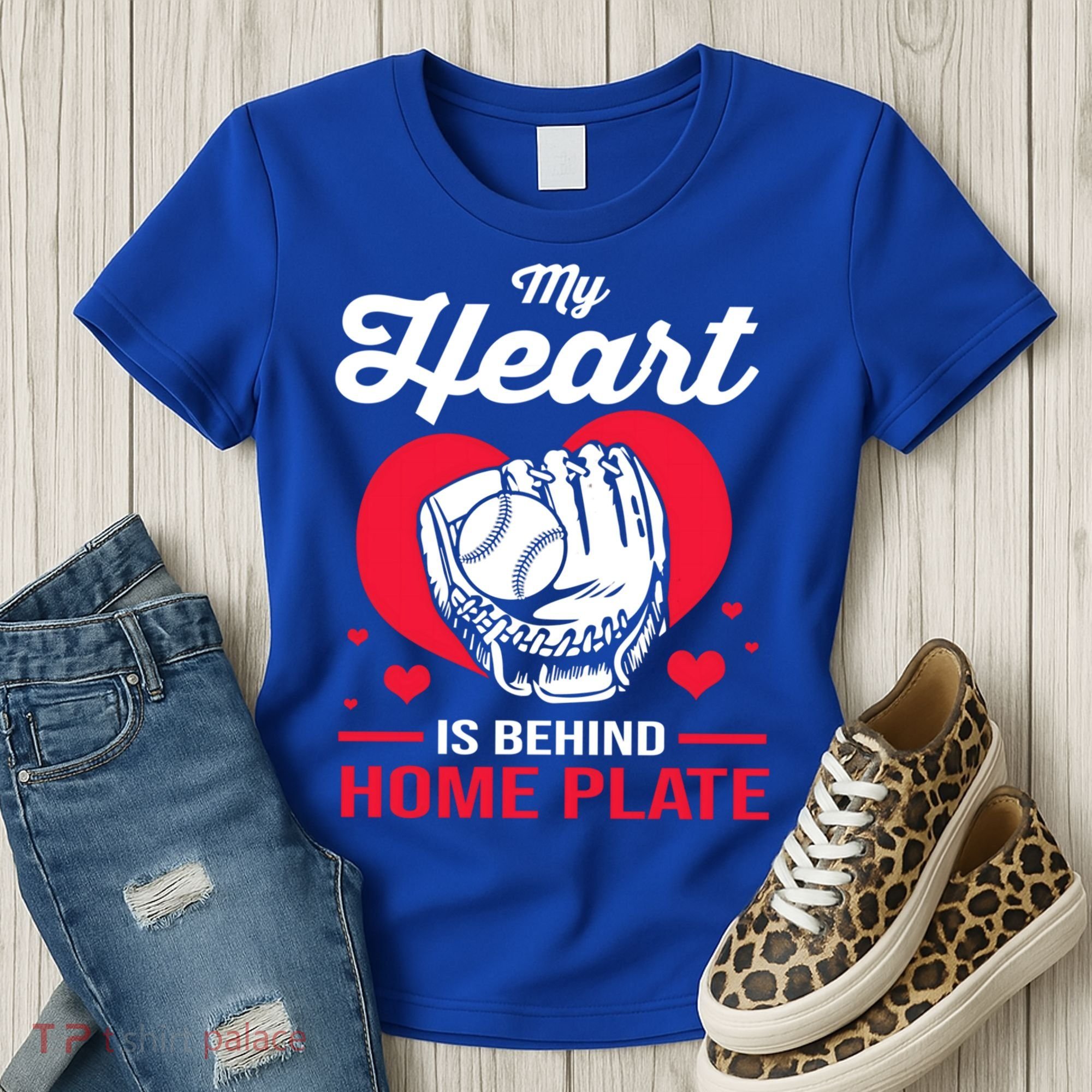 Baseball Catcher For Mom My Heart Is Behind Home Plate Funny Gift Women's T-Shirt