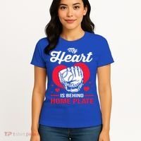 Baseball Catcher For Mom My Heart Is Behind Home Plate Funny Gift Women's T-Shirt thumb 4