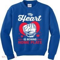 Baseball Catcher For Mom My Heart Is Behind Home Plate Funny Gift Kids Sweatshirt thumb 0