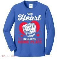 Baseball Catcher For Mom My Heart Is Behind Home Plate Funny Gift Kids Long Sleeve Shirt thumb 0