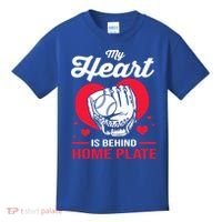 Baseball Catcher For Mom My Heart Is Behind Home Plate Funny Gift Kids T-Shirt thumb 0