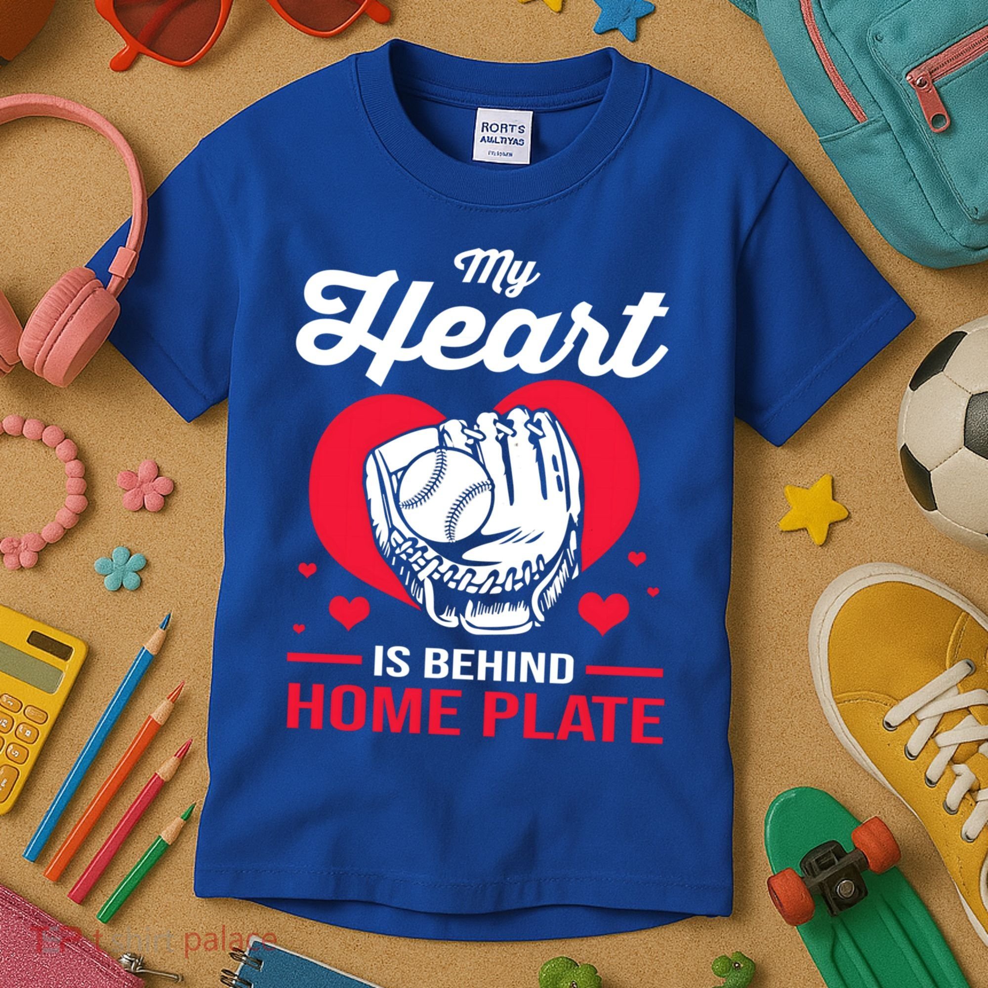 Baseball Catcher For Mom My Heart Is Behind Home Plate Funny Gift Kids T-Shirt