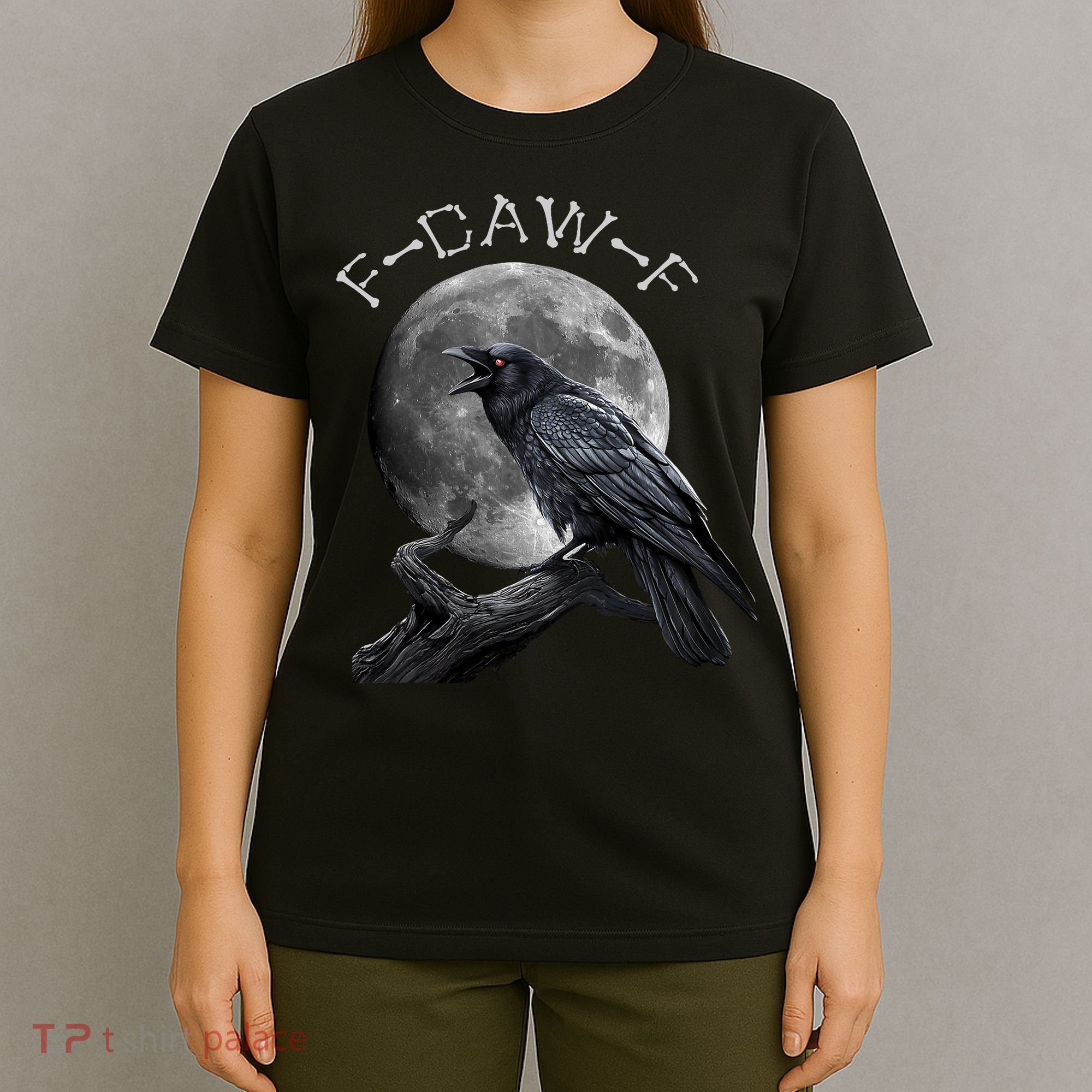 Black Crow, F-Caw-F Funny Black Bird Moon Bird Saying  T-Shirt
