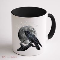 Black Crow, F-Caw-F Funny Black Bird Moon Bird Saying  Coffee Mug thumb 1