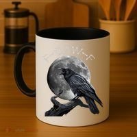 Black Crow, F-Caw-F Funny Black Bird Moon Bird Saying  Coffee Mug thumb 4