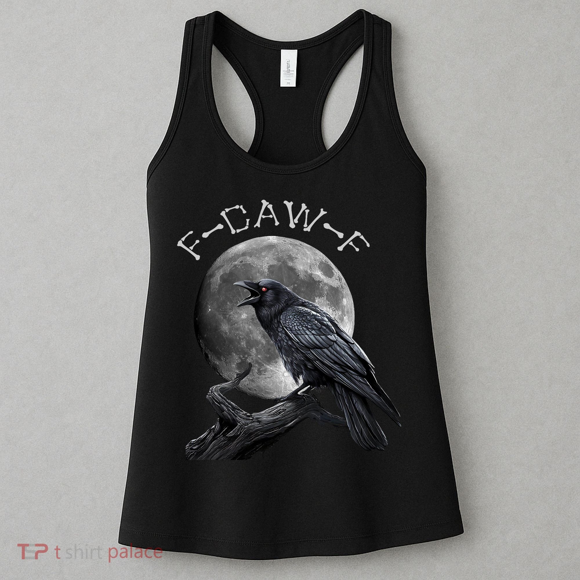 Black Crow, F-Caw-F Funny Black Bird Moon Bird Saying  Women's Tank Top