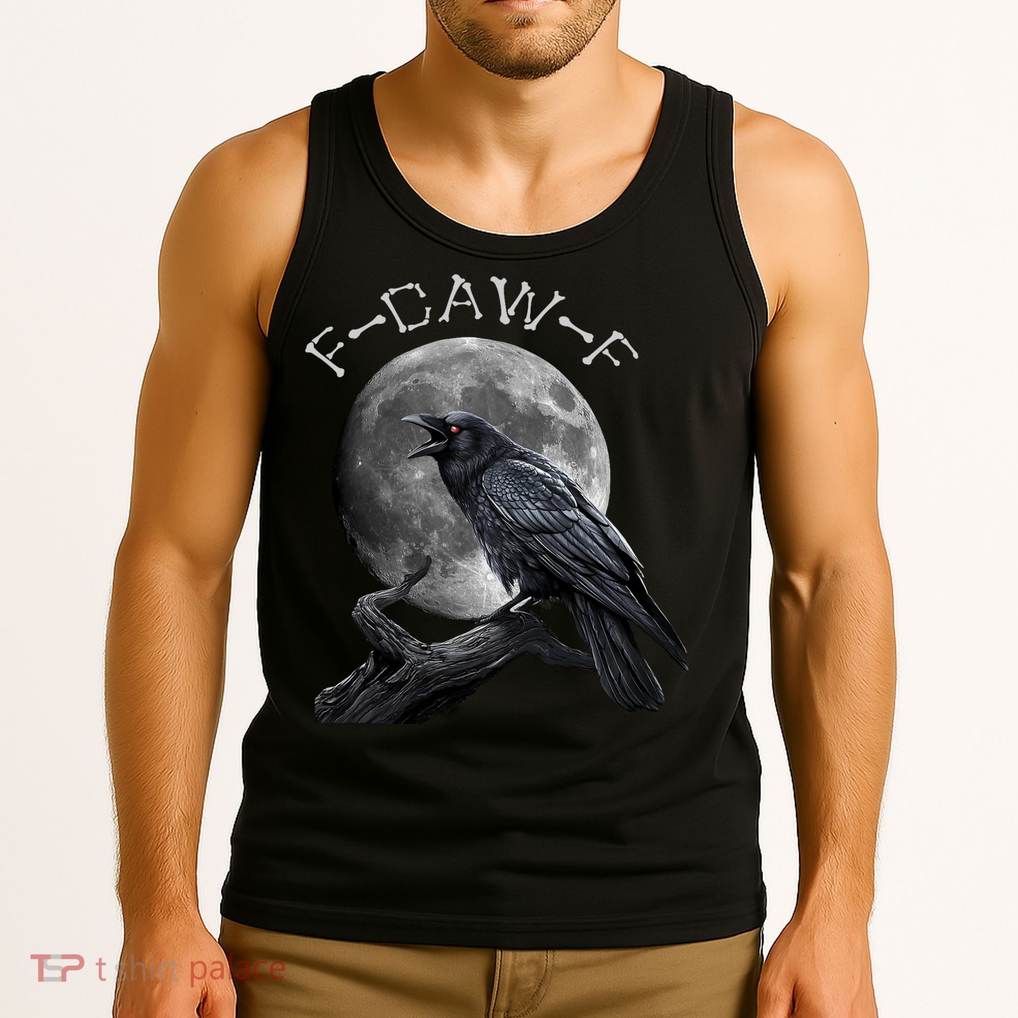 Black Crow, F-Caw-F Funny Black Bird Moon Bird Saying  Tank Top