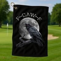 Black Crow, F-Caw-F Funny Black Bird Moon Bird Saying  Golf Towel thumb 1