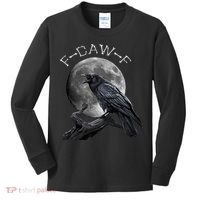 Black Crow, F-Caw-F Funny Black Bird Moon Bird Saying  Kids Long Sleeve Shirt thumb 0