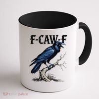 Black Crow F-Caw-F Funny Black Bird Coffee Mug thumb 1