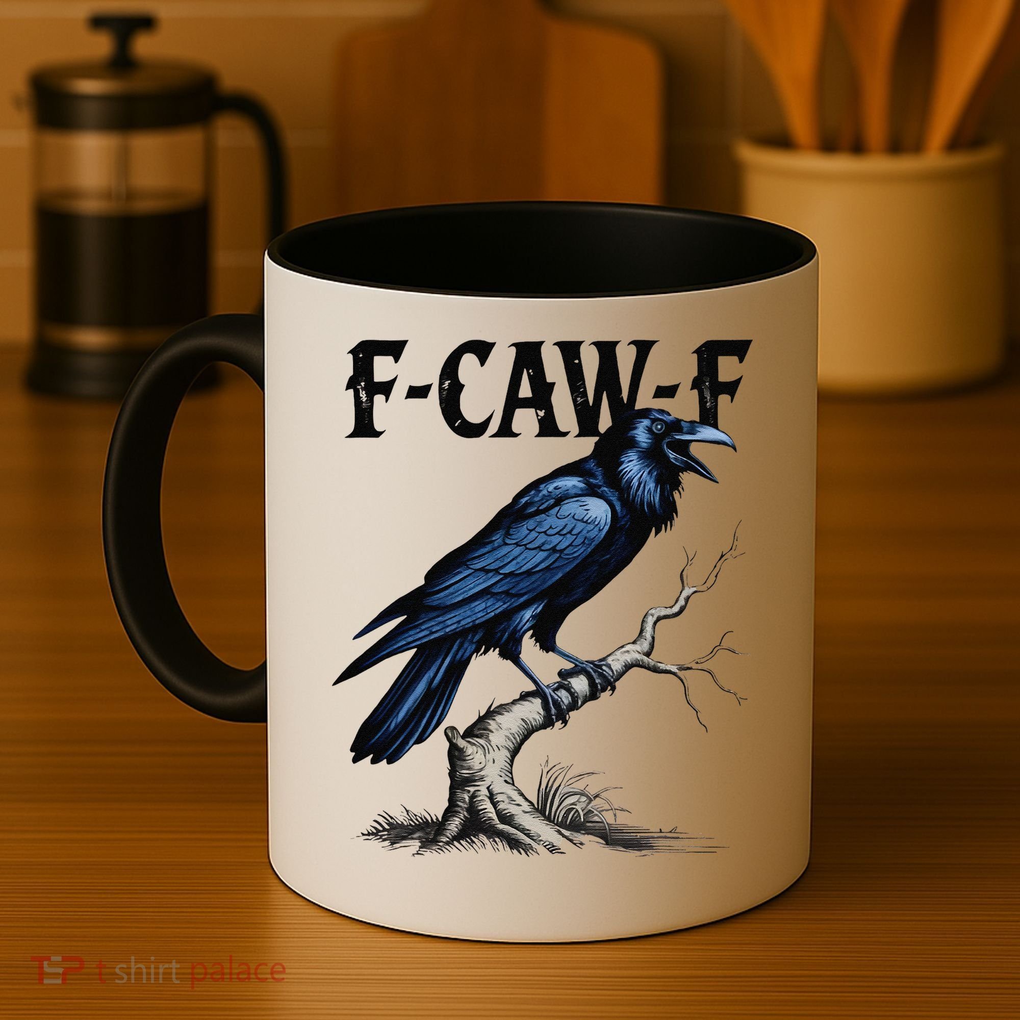 Black Crow F-Caw-F Funny Black Bird Coffee Mug