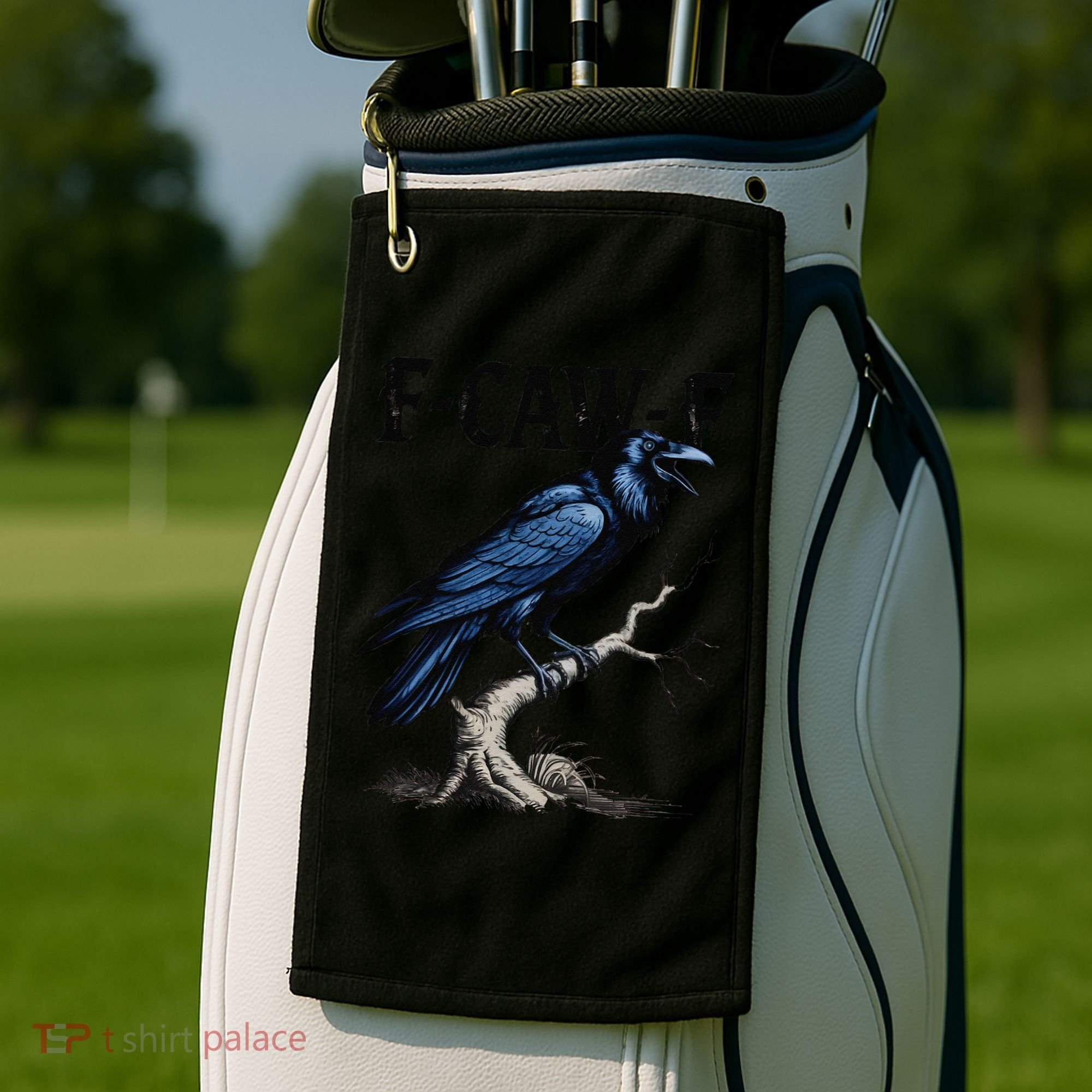 Black Crow F-Caw-F Funny Black Bird Golf Towel