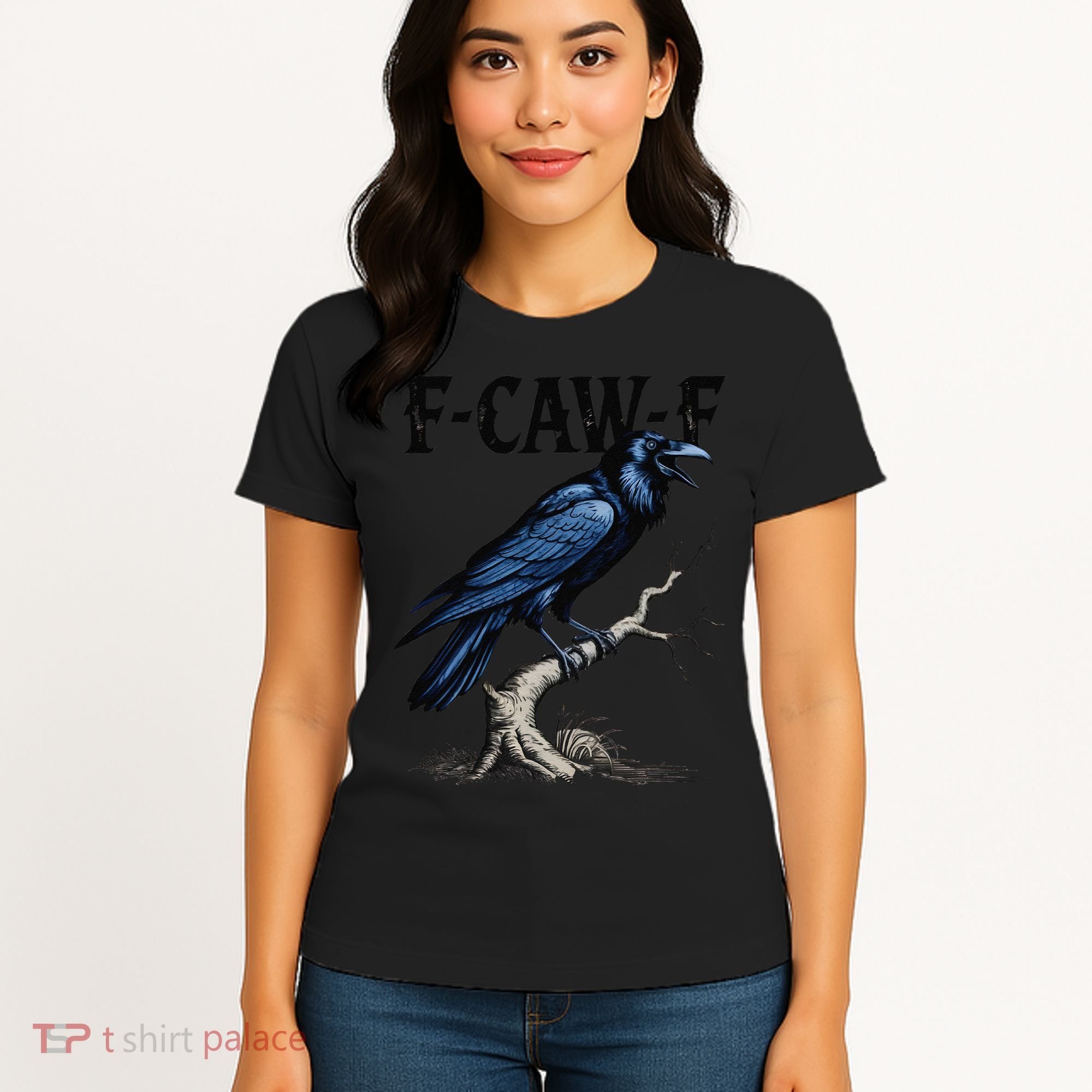 Black Crow F-Caw-F Funny Black Bird Women's T-Shirt