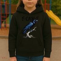 Black Crow F-Caw-F Funny Black Bird Kids Hoodie thumb 3