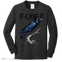 Black Crow F-Caw-F Funny Black Bird Kids Long Sleeve Shirt thumb 0