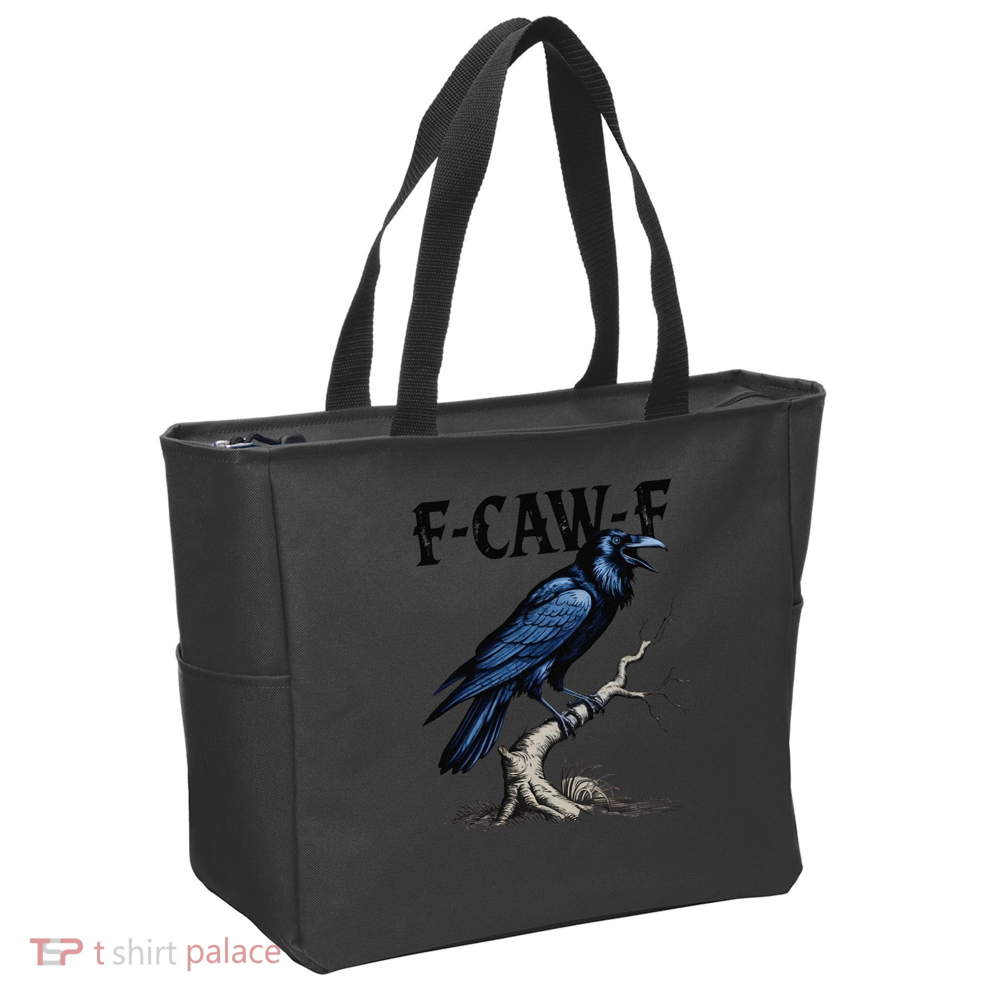 Black Crow F-Caw-F Funny Black Bird Tote Bag