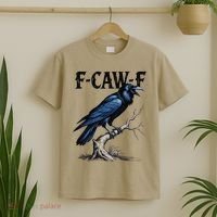 Black Crow F-Caw-F Funny Black Bird T-Shirt thumb 2