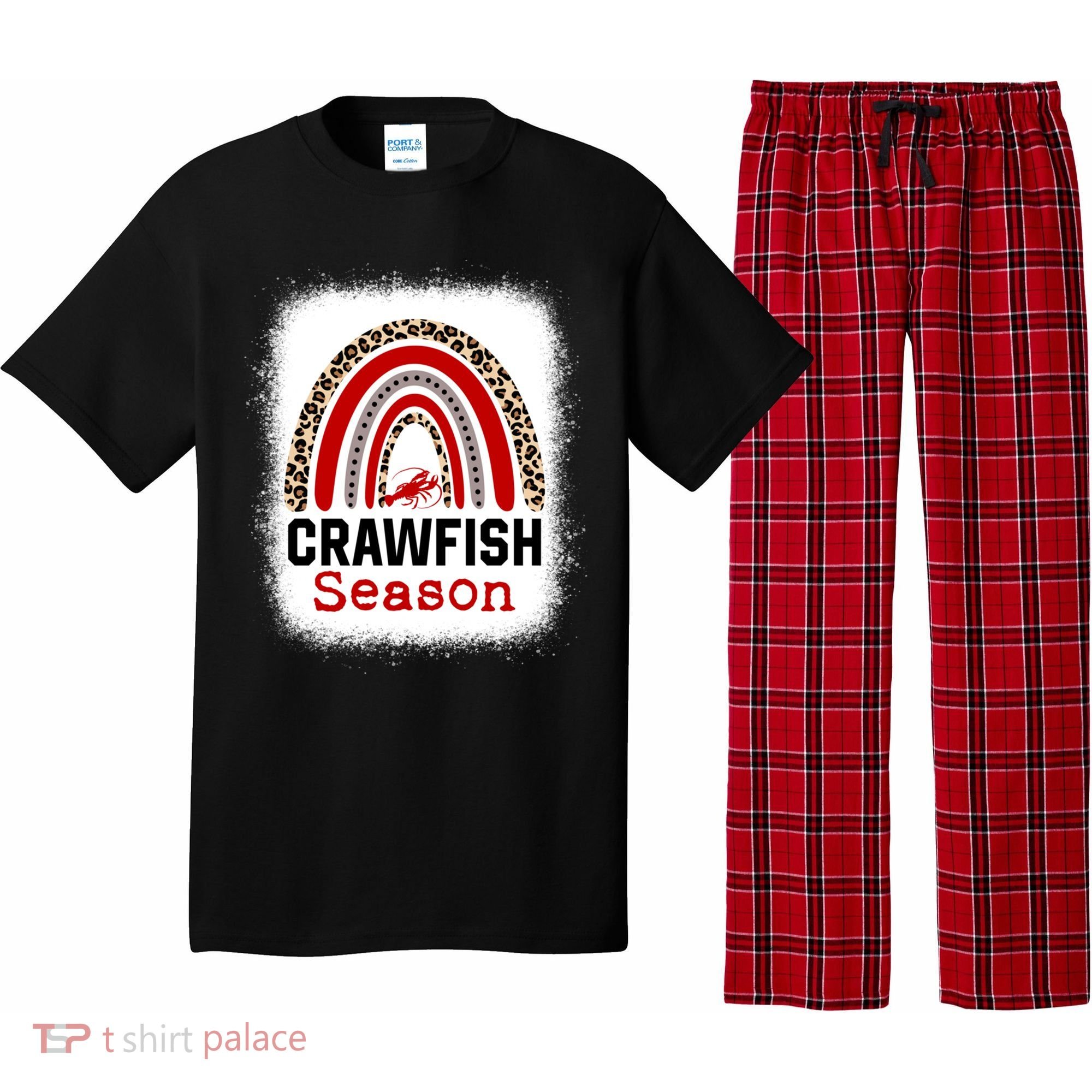 Bleached Craw Fish Season Leopard Crawfish Boil Lobster Great Gift Pajama Set