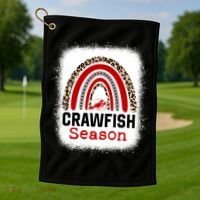 Bleached Craw Fish Season Leopard Crawfish Boil Lobster Great Gift Golf Towel thumb 1