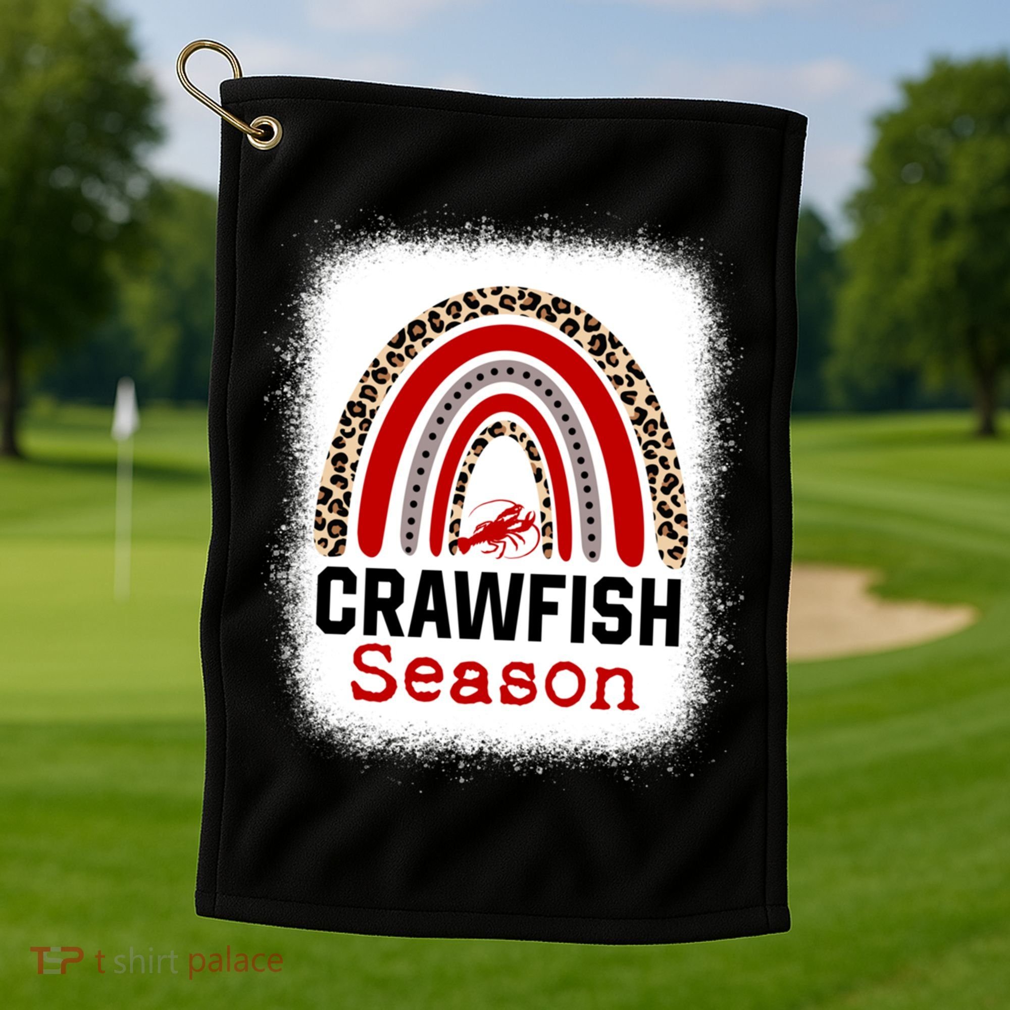 Bleached Craw Fish Season Leopard Crawfish Boil Lobster Great Gift Golf Towel