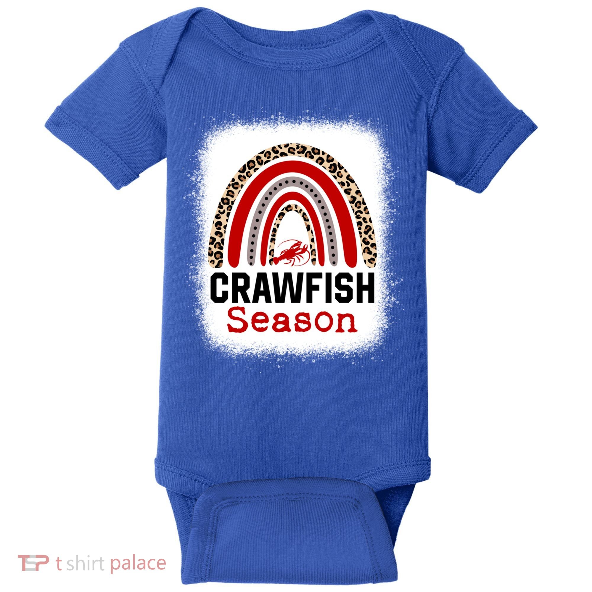 Bleached Craw Fish Season Leopard Crawfish Boil Lobster Great Gift Baby Bodysuit