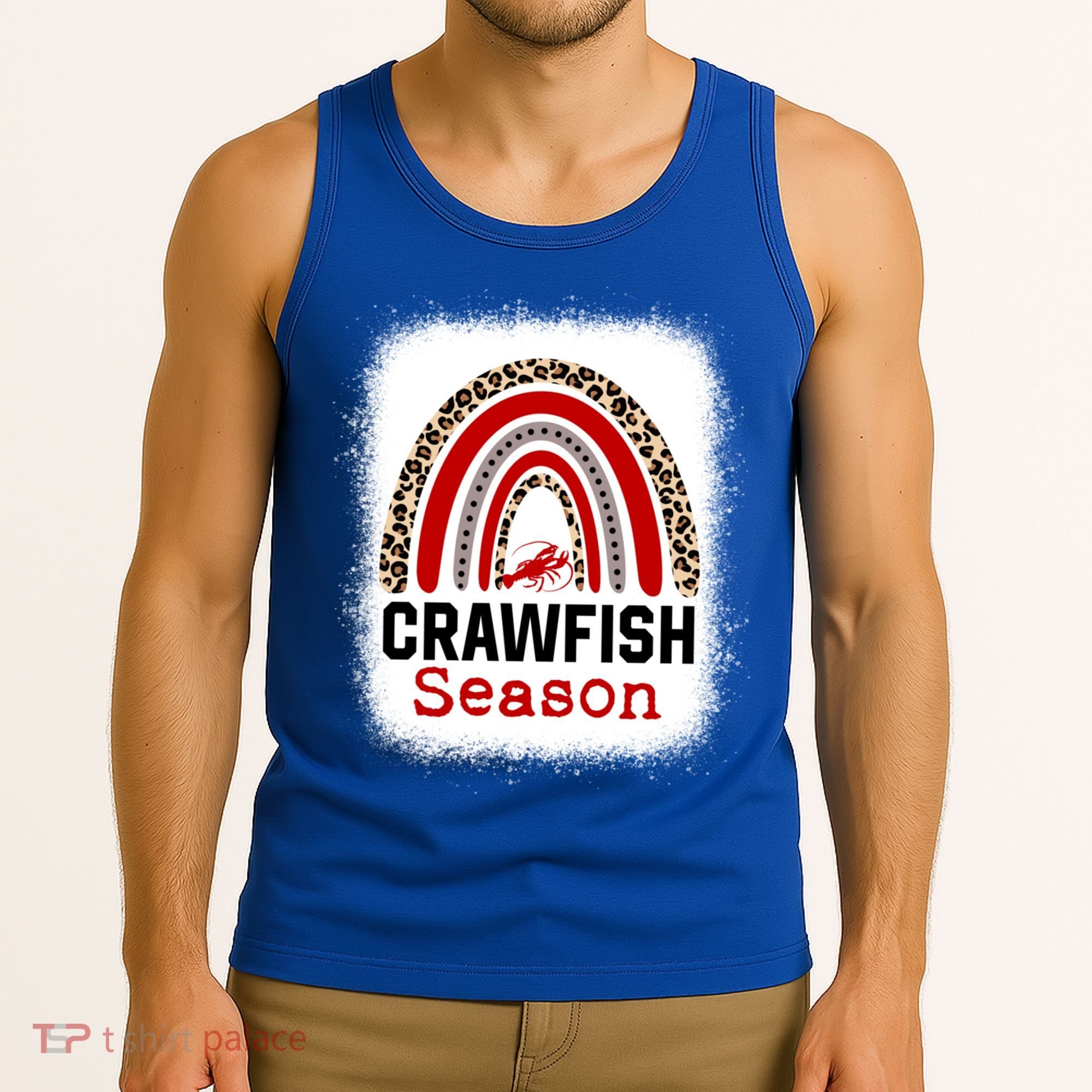 Bleached Craw Fish Season Leopard Crawfish Boil Lobster Great Gift Tank Top