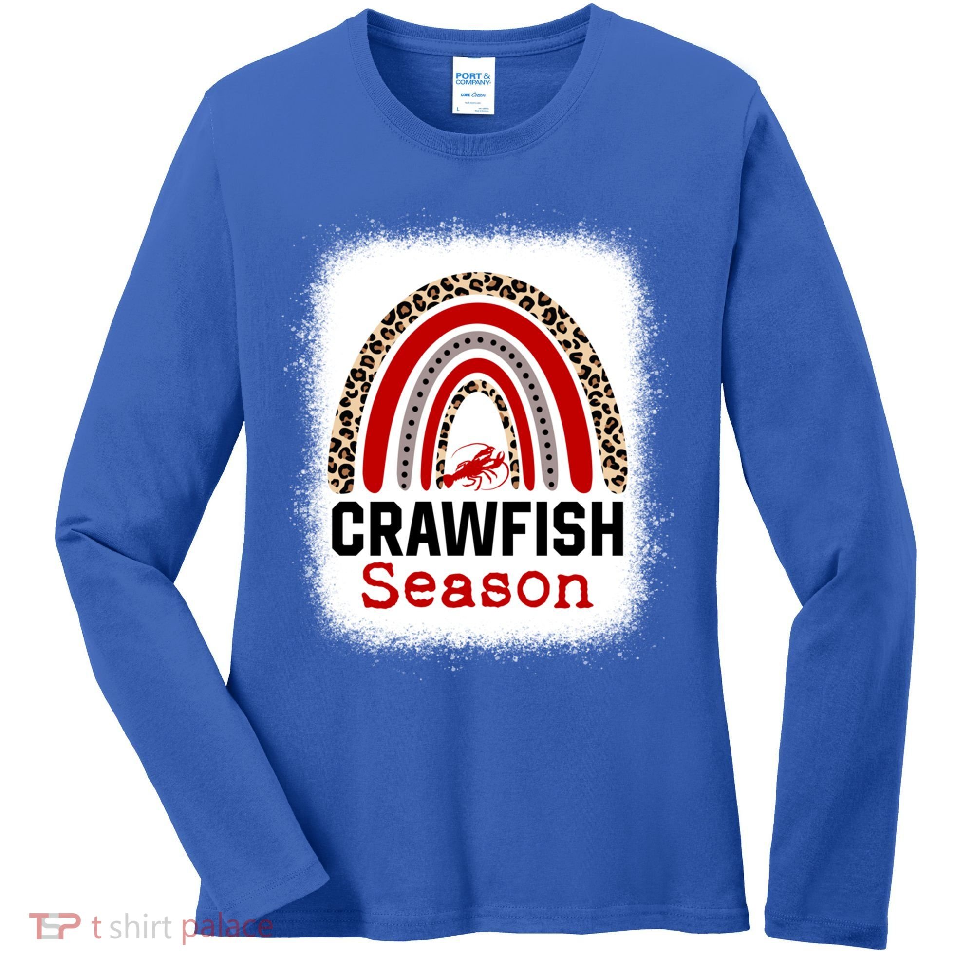 Bleached Craw Fish Season Leopard Crawfish Boil Lobster Great Gift Women's Long Sleeve Shirt