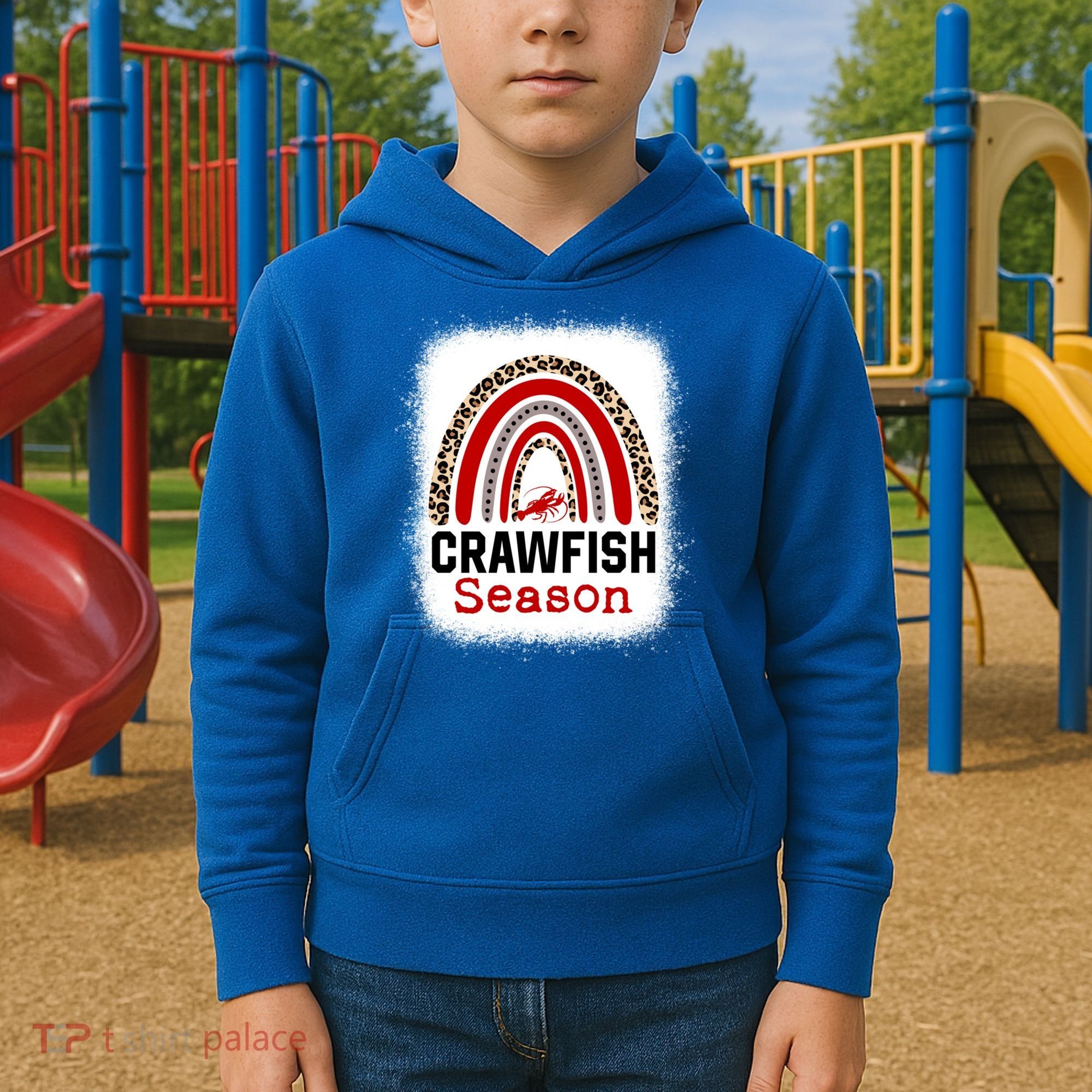 Bleached Craw Fish Season Leopard Crawfish Boil Lobster Great Gift Kids Hoodie