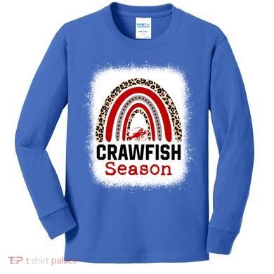 Bleached Craw Fish Season Leopard Crawfish Boil Lobster Great Gift Kids Long Sleeve Shirt