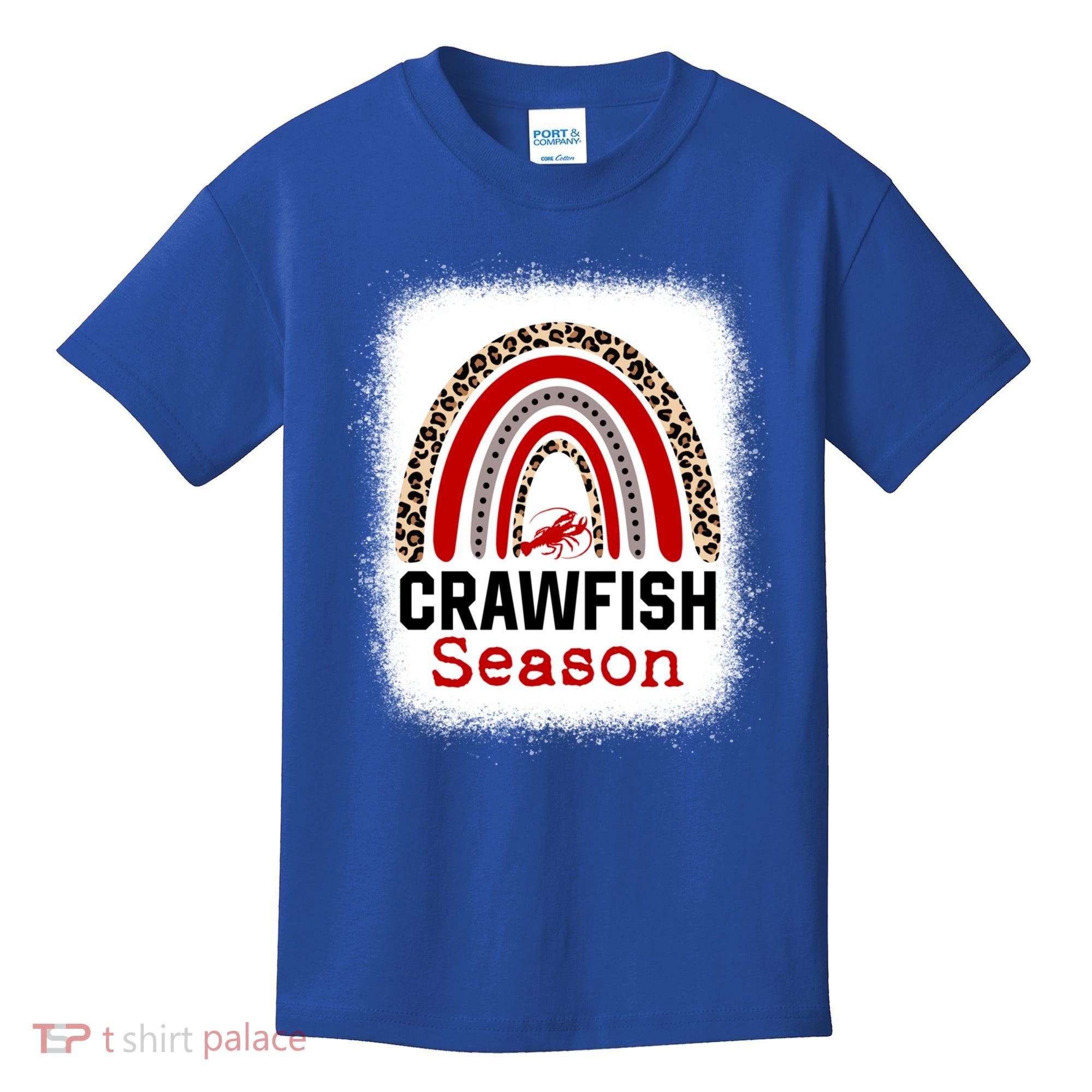Bleached Craw Fish Season Leopard Crawfish Boil Lobster Great Gift Kids T-Shirt