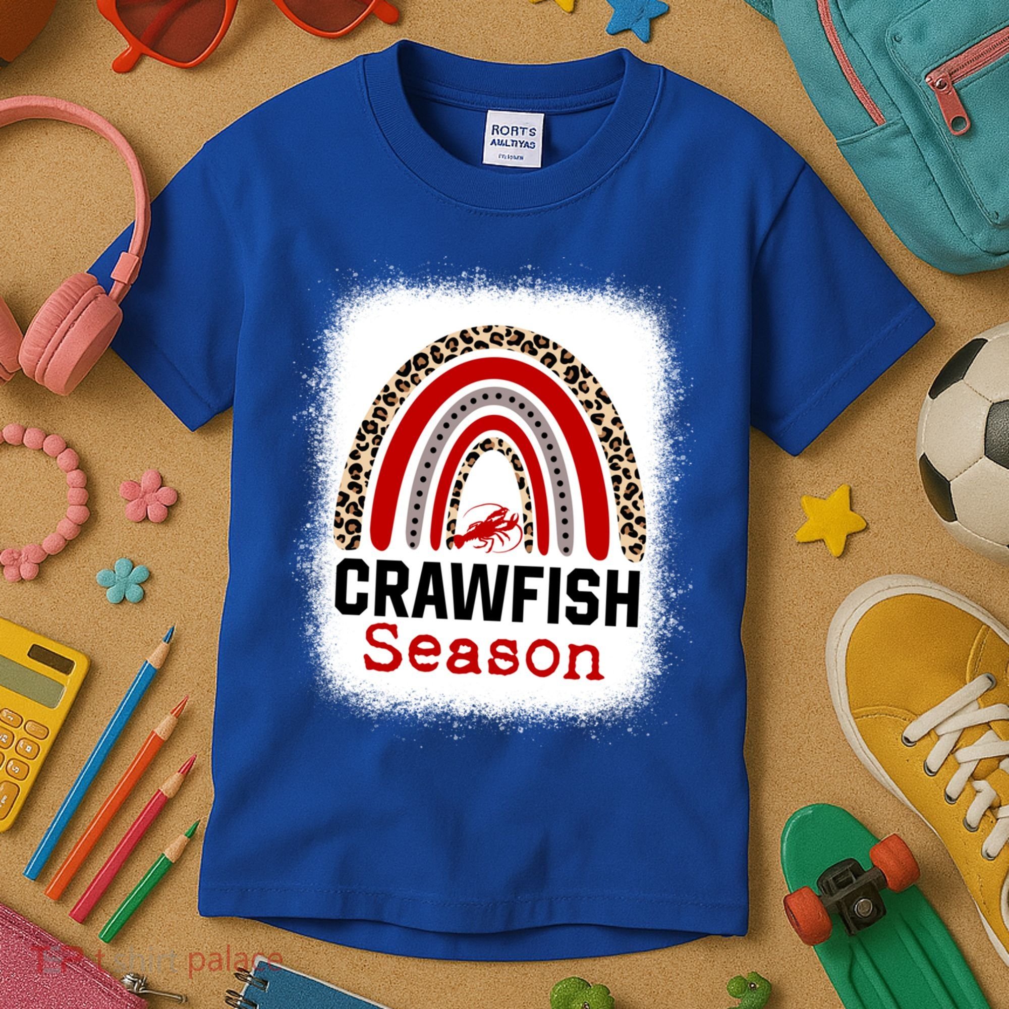 Bleached Craw Fish Season Leopard Crawfish Boil Lobster Great Gift Kids T-Shirt
