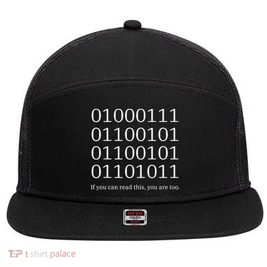 Binary Code Funny Computer Science Programmer Coding 7 Panel Mesh Trucker Snapback Hat