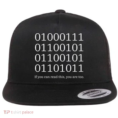 Binary Code Funny Computer Science Programmer Coding Flat Bill Trucker Hat