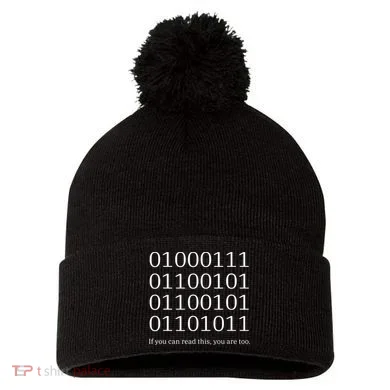 Binary Code Funny Computer Science Programmer Coding Pom Pom 12in Knit Beanie