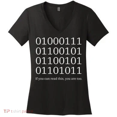 Binary Code Funny Computer Science Programmer Coding Women's V-Neck T-Shirt